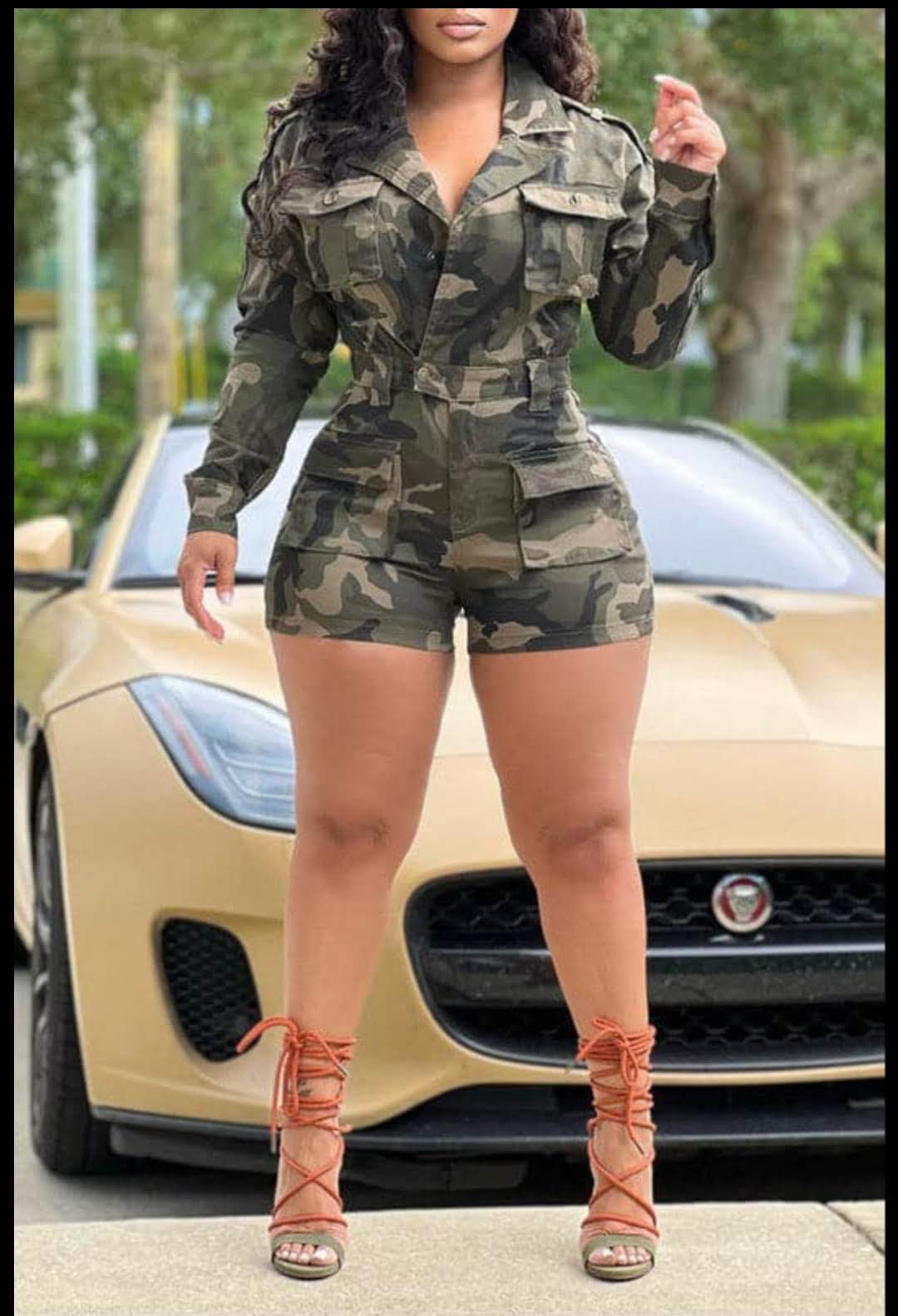 Camo Long Sleeve Romper