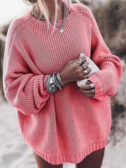 Round Neck Drop Shoulder Sweater