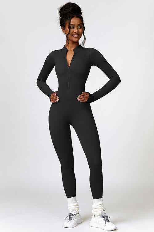 Half Zip Long Sleeve Active Jumpsuit