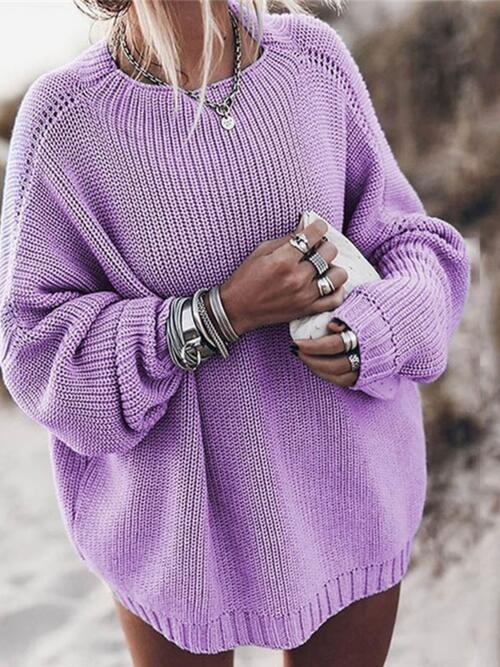 Round Neck Drop Shoulder Sweater