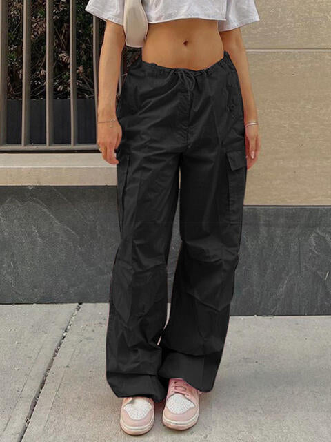 Drawstring Waist Pants with Pockets