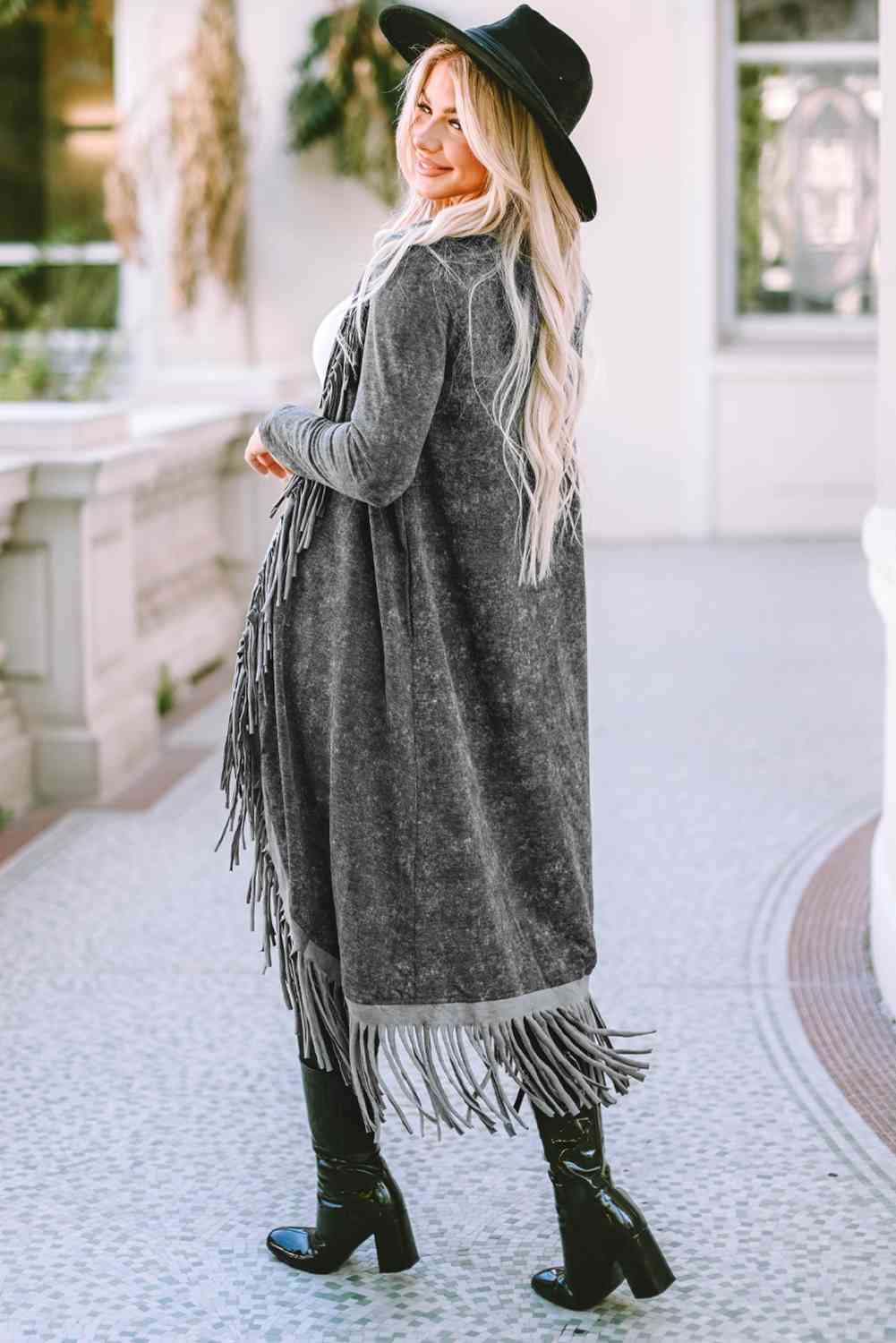 Fringe Detail Long Sleeve Cardigan